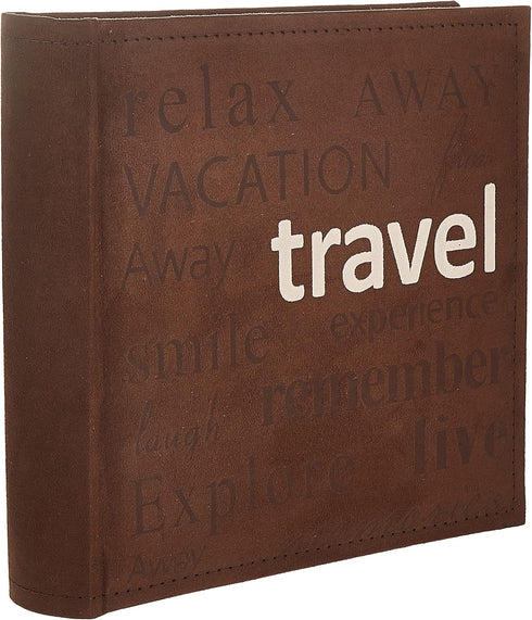 Pioneer Travel Text Design Sewn Faux Suede Cover Photo Album, Brown...