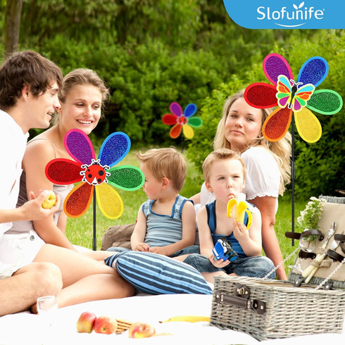 4Pcs Pinwheels for Yard and Garden,11 inch Colorful Flower Rainbow Garden Windmill,Bulk Wind Lawn Pinwheels Yard Windmills,Toys(2Pack Butterfly+2P...