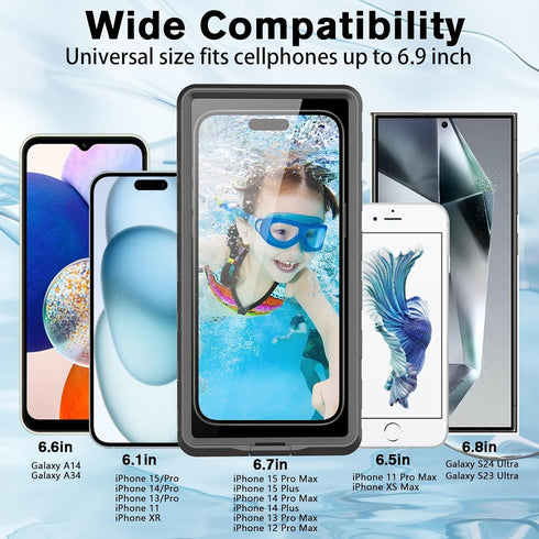 Waterproof Phone Case,Universal Underwater Pouch Dry Bag Beach Travel Essentials Snorkeling Case Compatible for iPhone 15 14 13 12 11/SamsungS24/L...