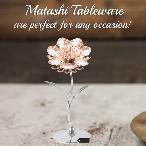 Matashi for Mom, Girlfriend - Sunflower Figurine, Rose Gold Crystal Studded Flower Figurines - Tabletop Showpiece for Grandma...