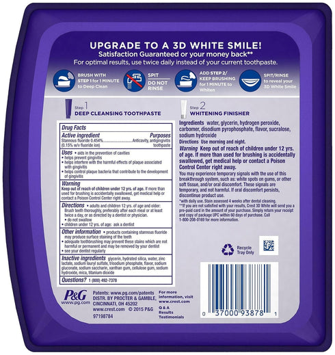 Crest Brilliance Daily Cleasning Toothpaste And Whitening Gel System - 4 Oz...