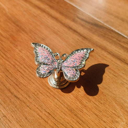 4 pcs Butterfly Handle Creative Cabinet Drawer Wardrobe Dresser Zinc Alloy Knob Furniture Door Single Hole Handle Door Handle (Pink Butterfly)...