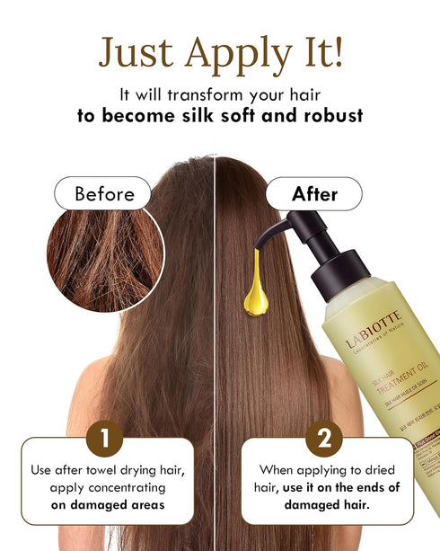 LABIOTTE Silk Oil Hair Treatment for Repair, Frizz Control & Shine - With Jojoba Oil for Dry, Damaged Hair Growth - 5.07 Fl Oz...