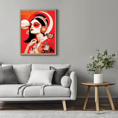 Posterizer 1 pcs-flowery dress-asian fashion-surreal collage-Retro Art-Abstract & Modern Art-Gifts for Women-Living Room Bedroom Decor- UNFRAMED W...