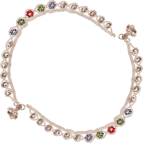 Touchstone NEW Indian Bollywood Handcrafted Pretty Stylish Colorful Designer Jewelry Payal Paazeb Anklets In Silver Tone For Women....