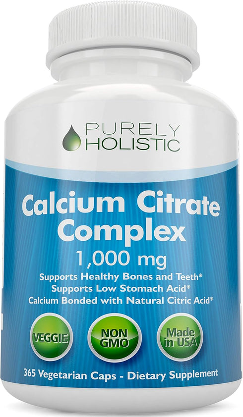 Calcium Citrate 1000mg - 365 Vegan Capsules not Tablets with Added Parsley, Dandelion and Watercress - Without Vitamin D - Made in The USA by Pure...