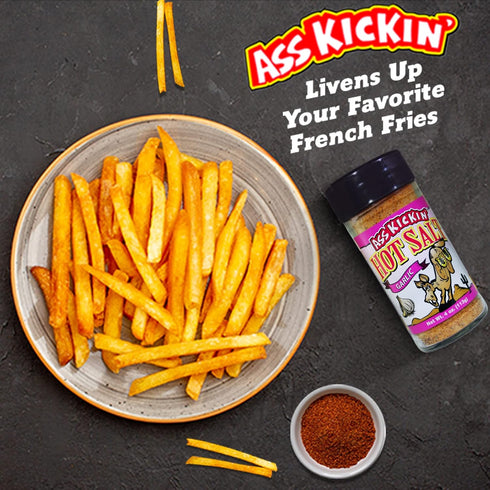 ASS KICKIN' Hot & Spicy Garlic Salt – 4oz. Shaker Jar - Perfect Flavored Salt for Popcorn Seasoning, Margarita Salt and French Fry Seasoning - Pre...