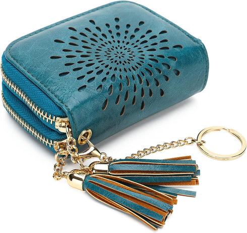 APHISON RFID Credit Card Holder Double Zipper Card Case Small Wallets for Women Leather Multifunctional Holders Sunflower style Ladies Girls/Gift ...