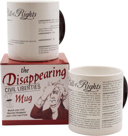 The Unemployed Philosophers Guild Color Changing Disappearing Civil Liberties Mug - Hot Coffee Transforms the Bill of Rights, Comes in Gift Box, 1...