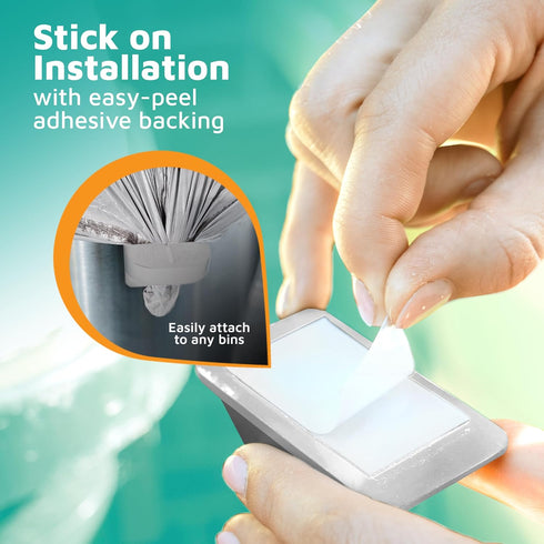 PlasticMill Trash Bags Cinch, White, 2 Pack, To Hold Garbage Bags In Place. Item dimensions when placed on the can is 3 inches high and sticks out...