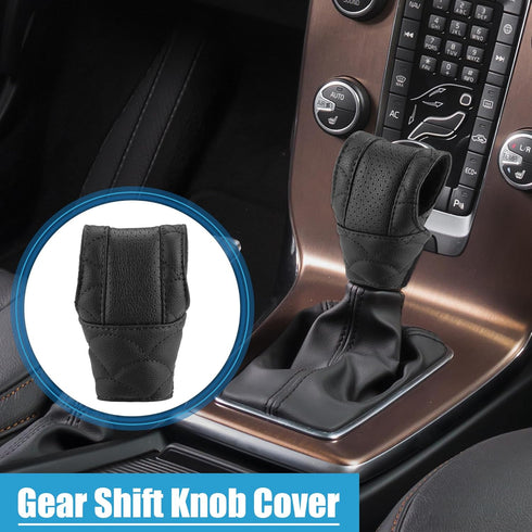 Car Shift Knob Cover Universal Vehicle Interior Shift Gear Cover Trim Accessories Decorative Faux Leather Black...