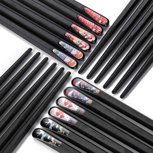 SUPJOYES 6 Pairs Fiberglass Chopsticks - Reusable Japanese Chopsticks Dishwasher Safe, Non-Slip Chop Sticks Multipack, 9.5 Inch...