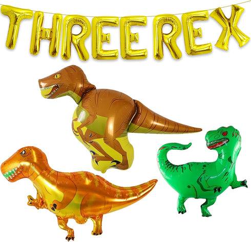 KatchOn Giant Dinosaur Balloons for Birthday Party - 48 Inch, Pack of 4 | Three Rex Party Decorations | Dinosaur Birthday Decorations...