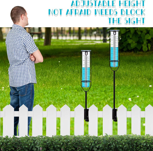 Freeze Proof Rain Gauge with Clamp Rain Gauge Outdoor Large Capacity Clear Number and Scale Rain Meter Adjustable Height Rain Measuring Tool for G...