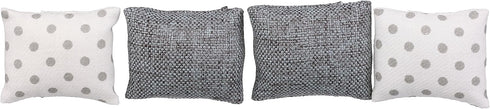 Dollhouse Bedding, 5 Piece Set with Comforter & Pillows, Blanket, Realistic Bedroom Accessories for 6 inch Dolls, 1/12 Scale, Gray and White Linen...