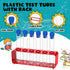 2 Sets Test Tubes with Rack Clear Plastic Test Tubes with Caps and 6 Holes Holder Rack Nurse Party Decorations Shot Tubes for Scientific Experimen...