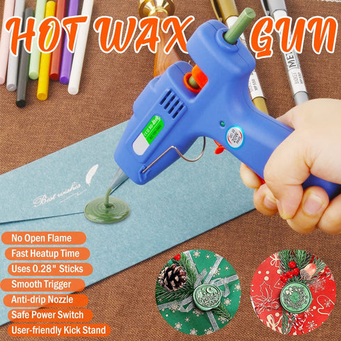 Wax Seal Kits, Wasole 40Pcs Pine Green Sealing Wax Sticks with Glue Gun + 2Pcs Wax Seal Pens for Wax Seal Stamp, Great for Wedding Invitations, Bi...