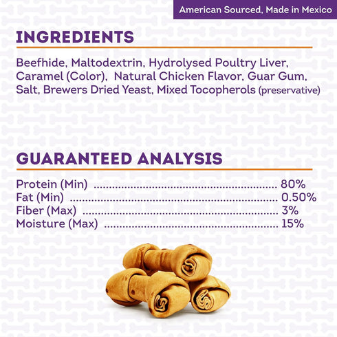 American Sourced Beefhide Bones 6-7" Dog Chew Treats - Chicken Flavor, 3 Count/1 Pack...