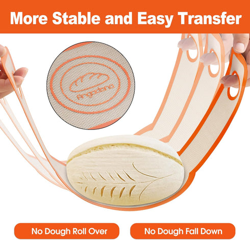 Silicone Bread Sling Oval and Round - Non-Stick & Easy Clean Reusable Oval Silicone Baking Mat for dutch oven. With Long Handles Sourdough Bread B...