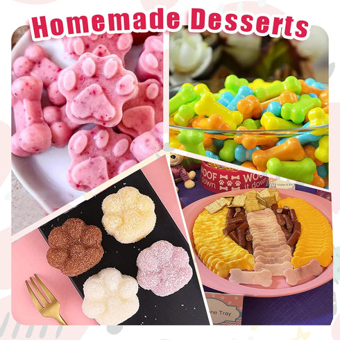 Silicone Molds Puppy Dog Paw and Bone Molds for Baking,Chocolate Molds,Silicone Dog Treat Mold - 6 Pack...