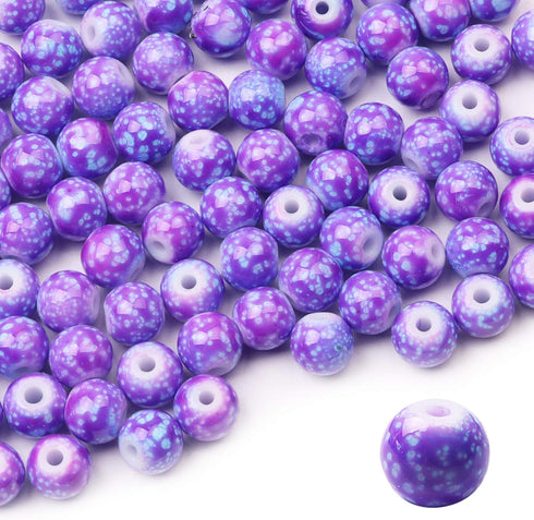 100pcs 6MM Acrylic Beads for Jewelry Making, GACUYI Smooth Beads Bulk Loose Glass Beads in Patterns for Adults Earring Bracelet Necklace Making an...