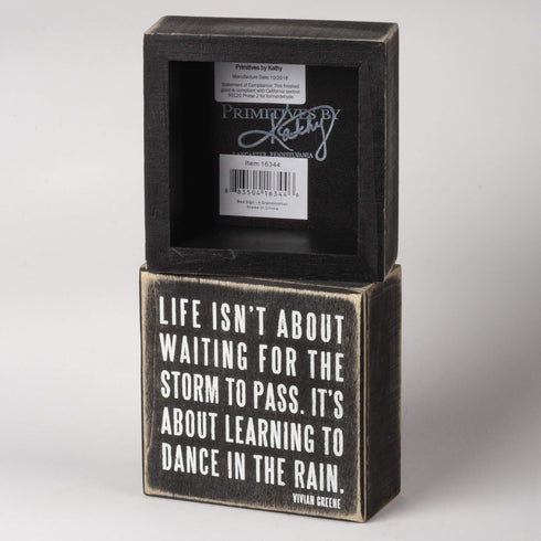Primitives by Kathy 16336 Classic Box Sign, 4 x 4-Inches, Dance In The Rain...