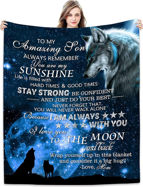 to My Son Blanket from Mom | Super Soft Fleece Throw Blankets 50x40 Inches | Birthday & Back to School Gift Ideas for Boys...