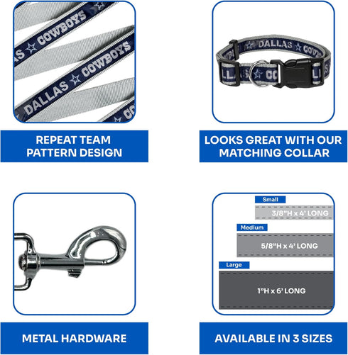 NFL PET Leash Dallas Cowboys Dog Leash, Large Football Team Leash for Dogs & Cats. A Shiny & Colorful Cat Leash & Dog Leash Licensed by The NFL...
