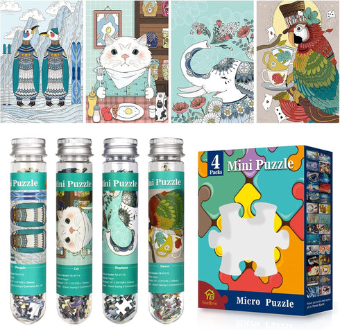 Mini Jigsaw Puzzles for Adults 150 Pieces(4 Packs) Small Jigsaw Puzzle Challenging Micro Puzzle Difficult Tiny Puzzle Home Decor Entertainment 6x4...