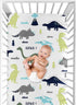Fitted Crib Sheet for Blue and Green Modern Dinosaur Baby/Toddler Bedding Set Collection - Dinosaur Print...