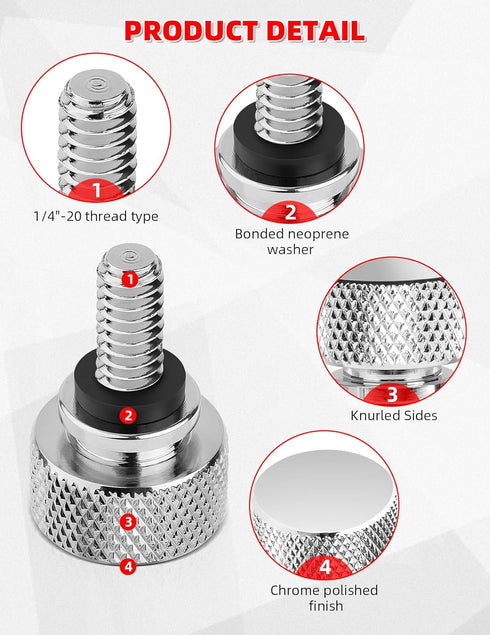 Amazicha 2 PCS Stainless Steel Fender Seat Bolt Screw Chrome 1/4"-20 Thread Compatible for Harley Davidson Touring Softail Dyna Sportster 1996-202...