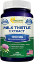 aSquared Nutrition Milk Thistle Supplement 1000mg-200 Capsules,Max Strength 4X Concentrated Extract 4:1 Milk Thistle Seed Powder Herb Pills, 1000 ...