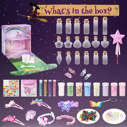FAMOPLAY Fairy Potion Kits for Kids, DIY 18 Bottles Magical Fairy Polyjuice Potions, Creative Craft Kit Fun Magic Gift Toy for Girls 6 7 8 9 10...