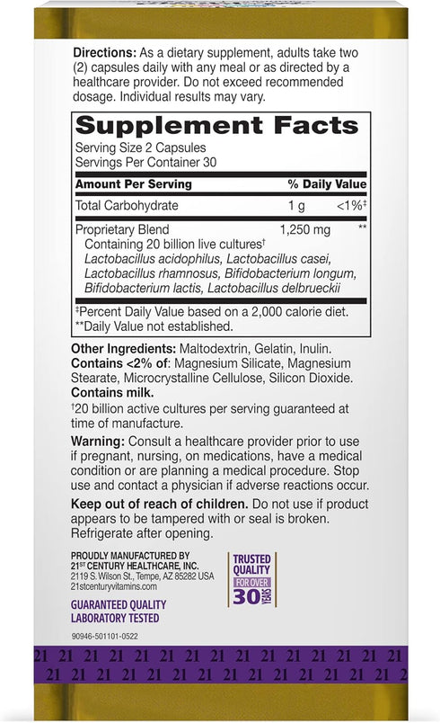21st Century Advanced Probiotic Capsules, 60 Count (27505)...