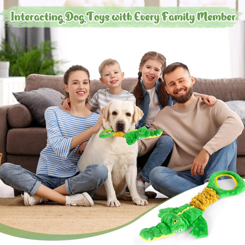 Large Dog Toys, Plush Squeaky Dog Toy with Crinkle Paper and Tug of War Handle, Interactive Puppy Toys for Small, Medium and Large Dogs...