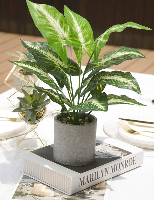 16" Small Fake Plants Artificial Tropical Faux Plants Indoor for Office Desk Shelf Bathroom Home Decor...