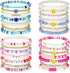 Yaomiao 28 Pcs 4 Set Heishi Surfer Bracelets Set for Women Colorful Preppy Beaded Stretch Bracelet Friendship Bracelets Clay Stackable Boho Disc P...
