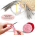 6 Pieces Stainless Steel Circular Knitting Needles Set 80 CM Double Pointed Metal Knitting Needles Set for Making Sweater Shawl Scarf (Diameter 3m...