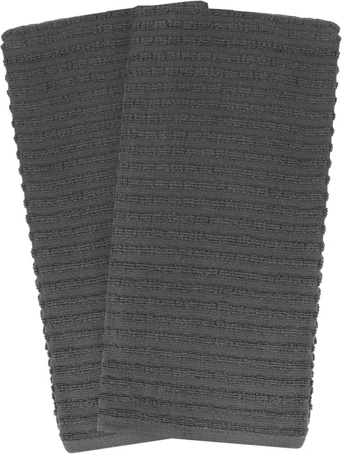 Ritz Royale Collection 100% Combed Terry Cotton, Highly Absorbent, Oversized, Kitchen Towel Set, 28" x 18", 2-Pack, Solid Graphite...