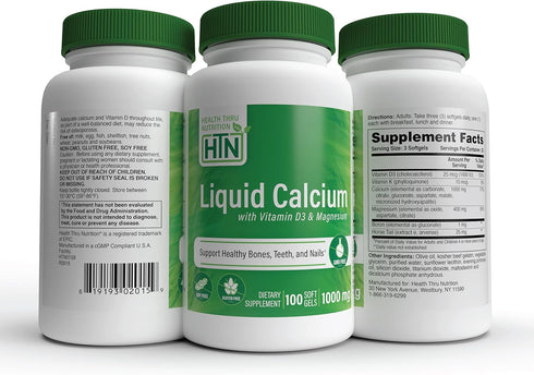 Liquid Calcium 1000mg, Magnesium 400mg, Vitamin D3 1,000iu and Boron | Bone Restore & Strength with 6 Calcium Complex | 3rd Party Tested | Non-GMO...