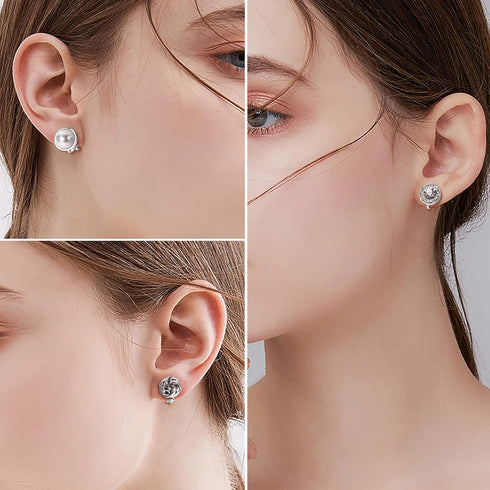 HAIAISO 6 Pairs Clip On Earrings Cubic Zirconia Pearl Knot Twist Clip On Earrings Non Pierced for Women Clip Earrings Set...