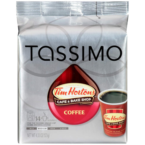 Tassimo Tim Hortons Cafe & Bake Shop Medium Roast Coffee T-Discs for Tassimo Single Cup Home Brewing Systems (14 ct Pack)...