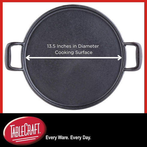 TableCraft CW30118 17" Pre-Seasoned Cast Iron Pizza Pan, Round Baking Pan for Crispy Crusts, Commercial Quality for Oven or Grill Use...
