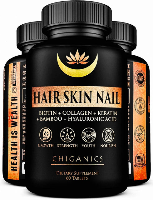 10X Potent Hair Skin and Nail Growth Vitamins Infused with Keratin + Collagen + Silica for Vibrant Hair- Extra Strength Biotin 5000mcg...