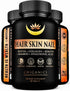 10X Potent Hair Skin and Nail Growth Vitamins Infused with Keratin + Collagen + Silica for Vibrant Hair- Extra Strength Biotin 5000mcg...