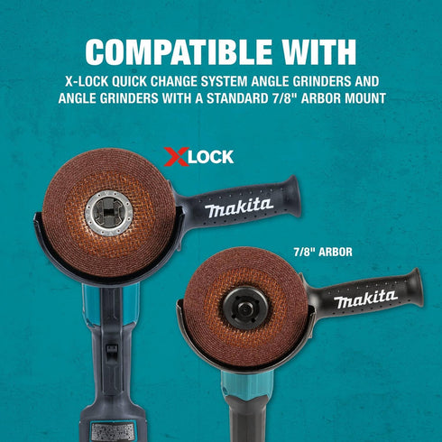 Makita E-00430 X-LOCK 4-1/2" x 1/4" x 7/8" Type 27 General Purpose 36 Grit Abrasive Grinding Wheel for Metal & Stainless Steel Grinding...