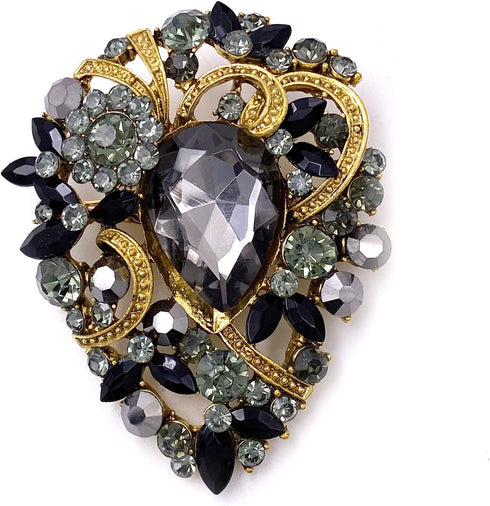 LAXPICOL Women's Vintage Austrian Crystal Elegant Flower Teardrop Brooch Gold Tone...