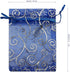 100pcs Sheer Organza Favor Bags For Wedding Baby Shower Rattan Print Gift Bags Samples Display Drawstring Pouches (3x4 inch, blue)...