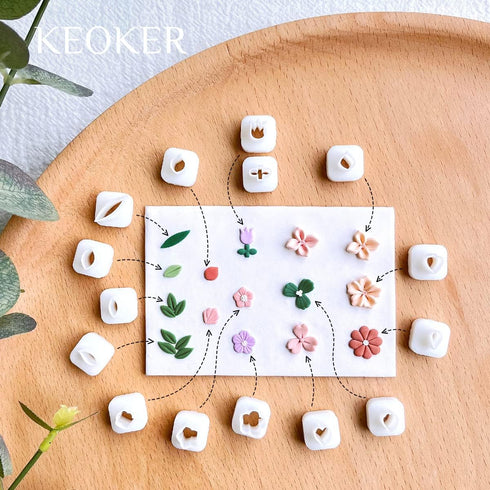 Keoker Mini Polymer Clay Cutters - 15 Shapes Mini Flower Polymer Clay Cutters for Earrings Making, Leaf Clay Earring Cutter Set, Clay Cutters for ...