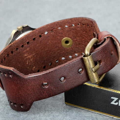 Avaner Vintage Bronze Leather Watches: Retro Steampunk Wide Cuff Analog Quartz Wrist Watches for Men and Women...